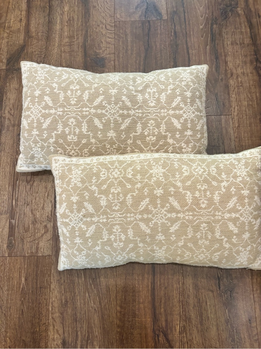 Threshold Studio McGee Beige and White Patterned Lumbar Throw Pillow Pair